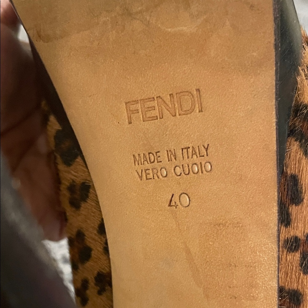 Fendi Brown Leopard Print Calf Hair Heels - Picture 7 of 7